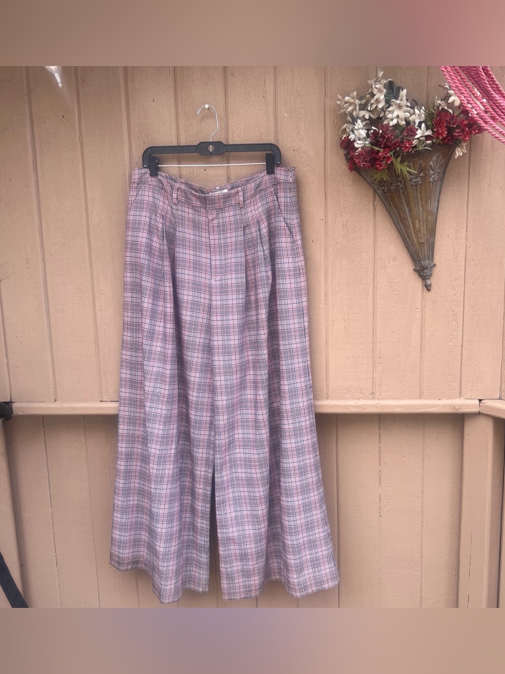 NEW Maeve Anthropologie The Avery Trousers Pleated Wide Leg Plaid Size 14 - Picture 4 of 14
